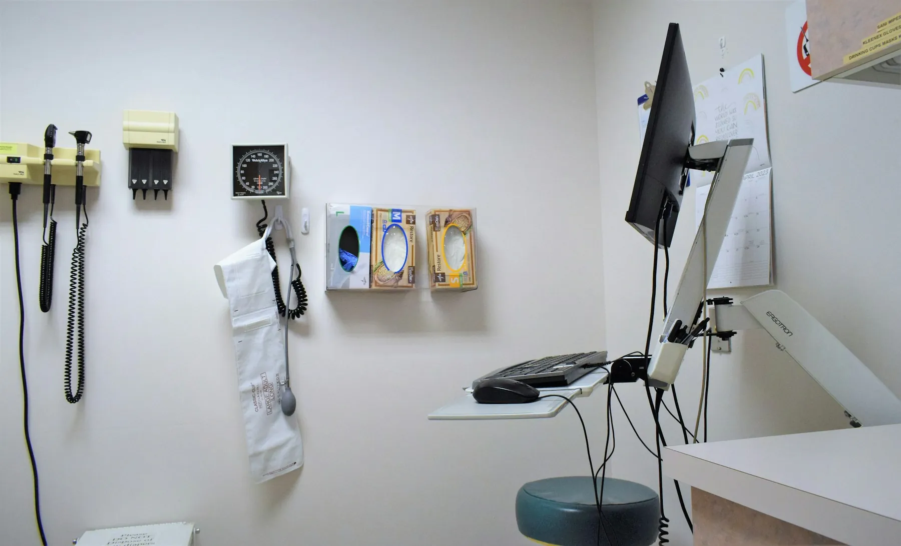 A clean, quiet exam room ready for a visit